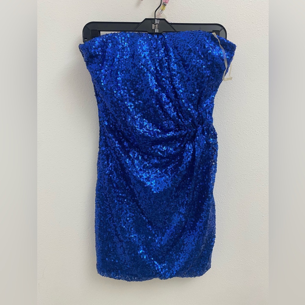 dress strapless blue sequin mini dress, vintage small